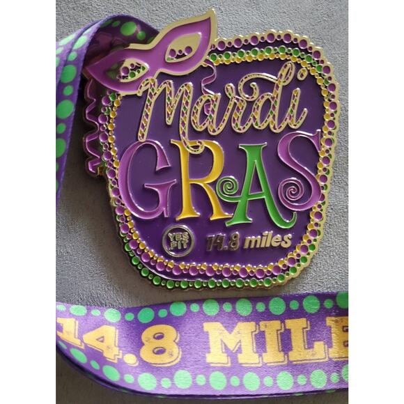 Yes.Fit - Mardi Gras 14.8 Miles Fitness Medal - Add to Your Collection - Picture 1 of 2